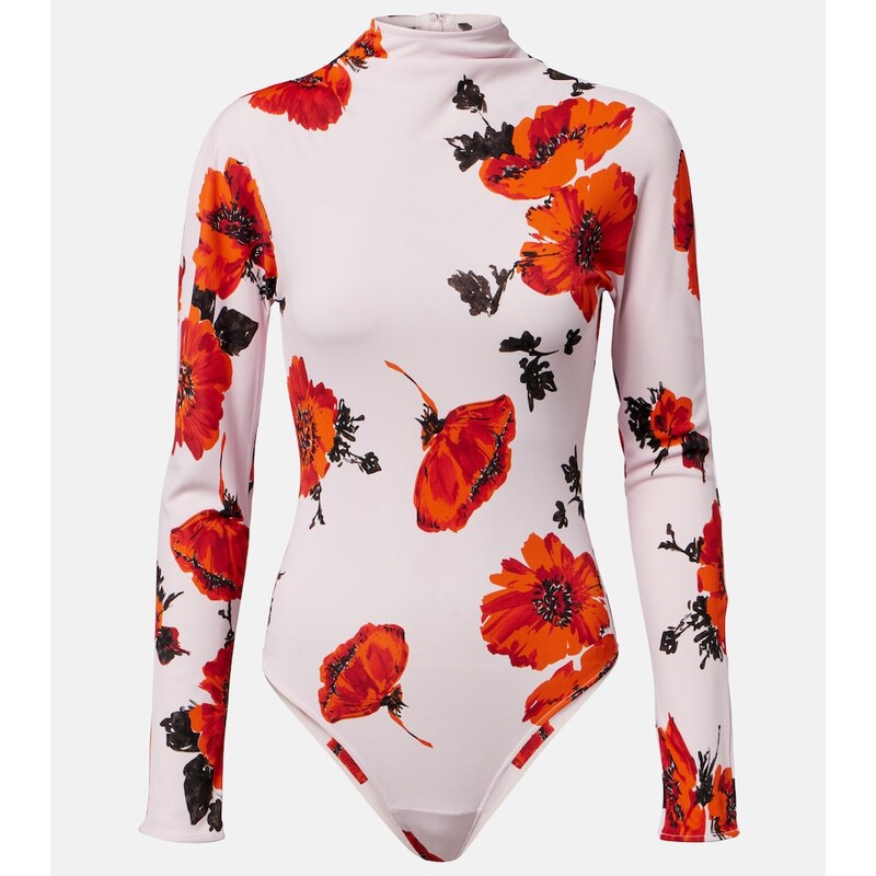 Alaia AlaÃ¯a Floral jersey bodysuit