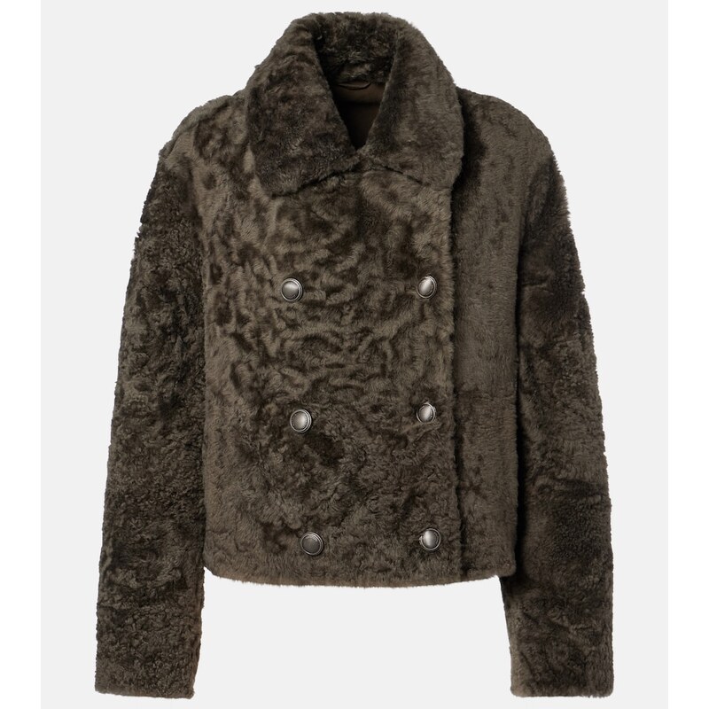 Brunello Cucinelli Cropped double-breasted shearling jacket