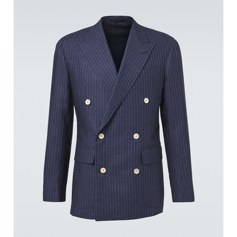 Dunhill Pinstripe double-breasted linen blazer
