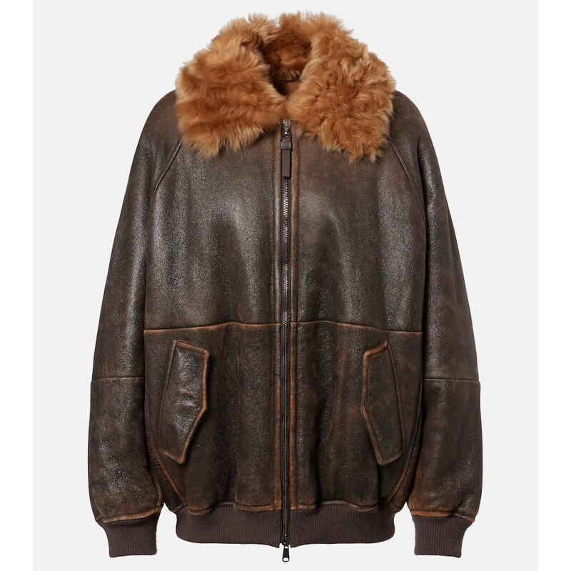 Brunello Cucinelli Monili shearling-trimmed leather blouson