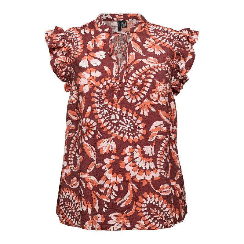 Vero Moda Curve Halenka VMCNELLIE CARLA krémová / kaštanově