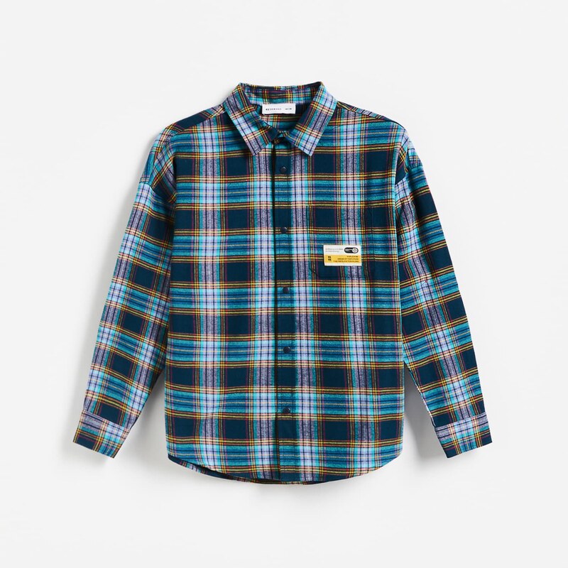 Reserved - Kostkovaná oversize košile - tmavomodrá
