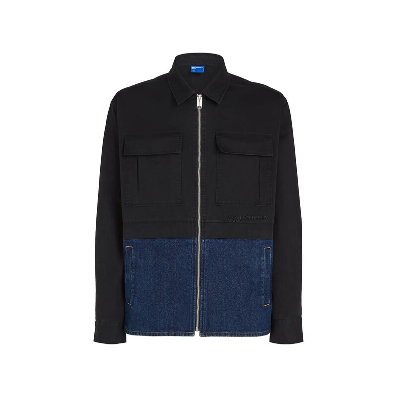 KARL LAGERFELD JEANS Přechodná bunda modrá džínovina / černá