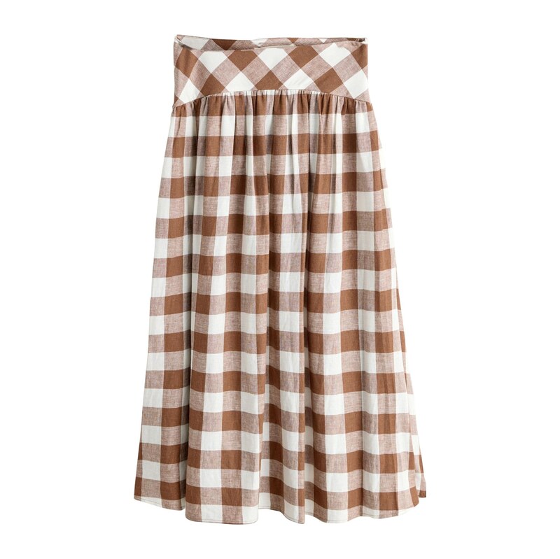 Next Sukně Gingham krémová / hnědá / umbra