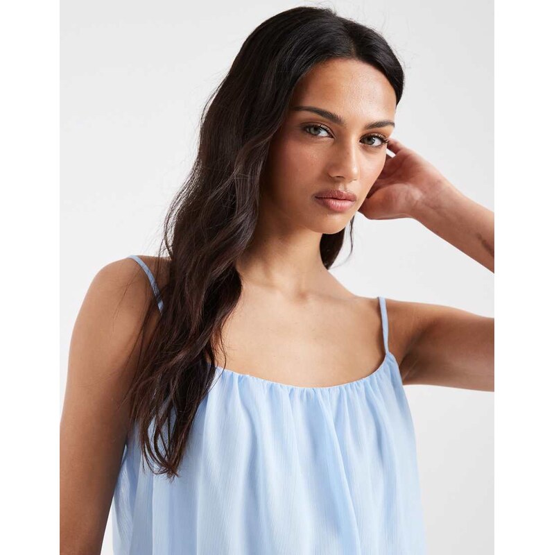 ASOS DESIGN chiffon bubble cami top in blue co ord