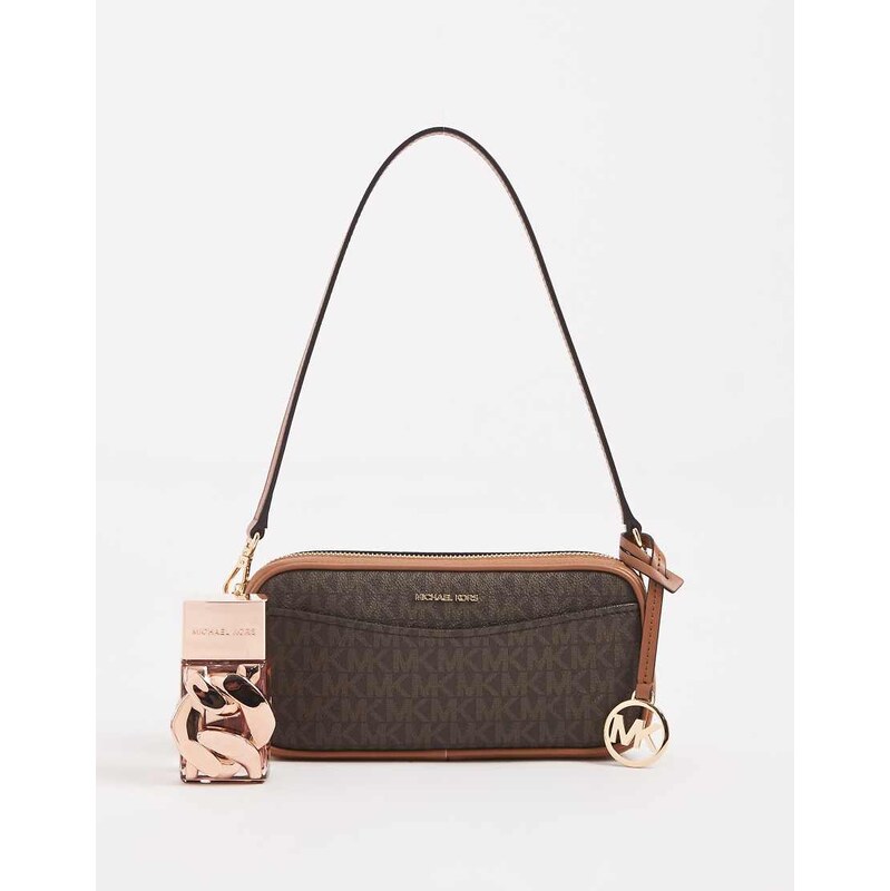 Michael Kors May pouchette crossbody bag in brown monogram