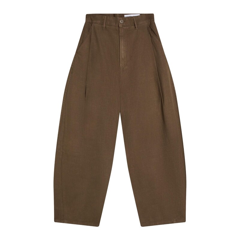 Bershka Kalhoty se sklady v pase umbra