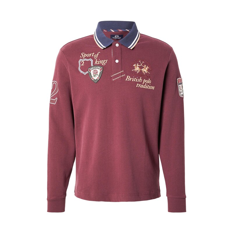 La Martina Tričko písková / námořnická modř / burgundská červeň