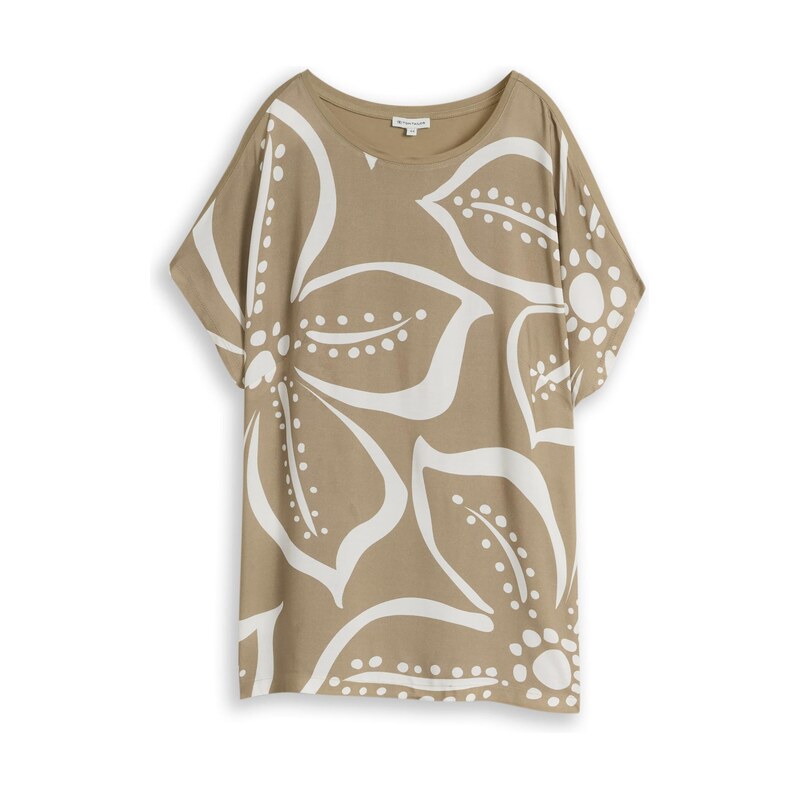 Tom Tailor Women + Tričko khaki / offwhite