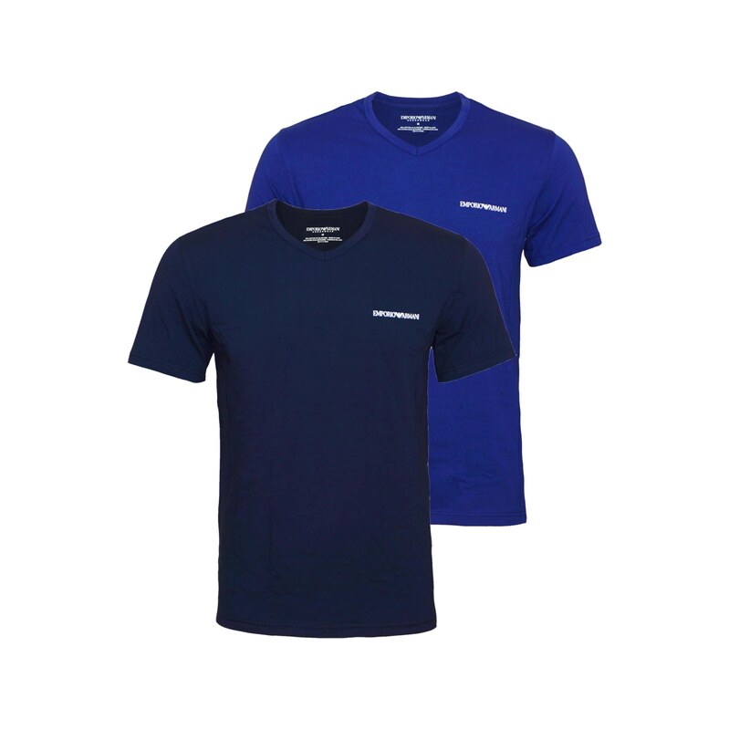 Emporio Armani Tričko noční modrá / královská modrá / bílá