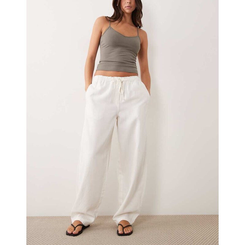 ARKET pull on barrel shape soft denim jeans in off white