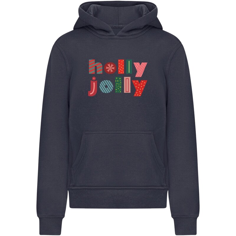Merchcode Mikina Christmas Holly Jolly Mood námořnická modř /