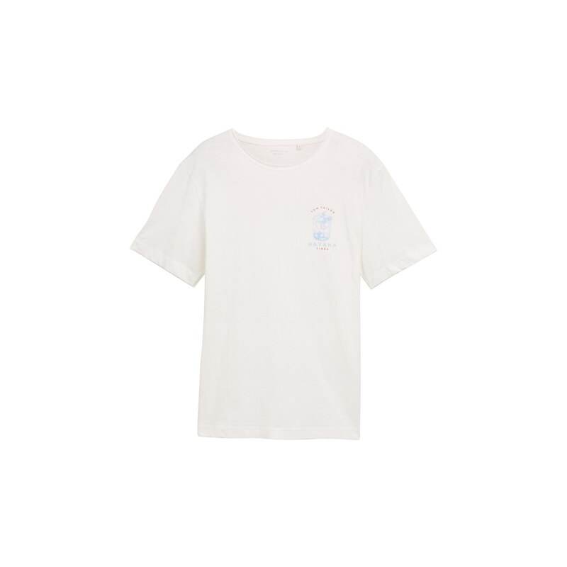 TOM TAILOR Tričko světlemodrá / červená / offwhite
