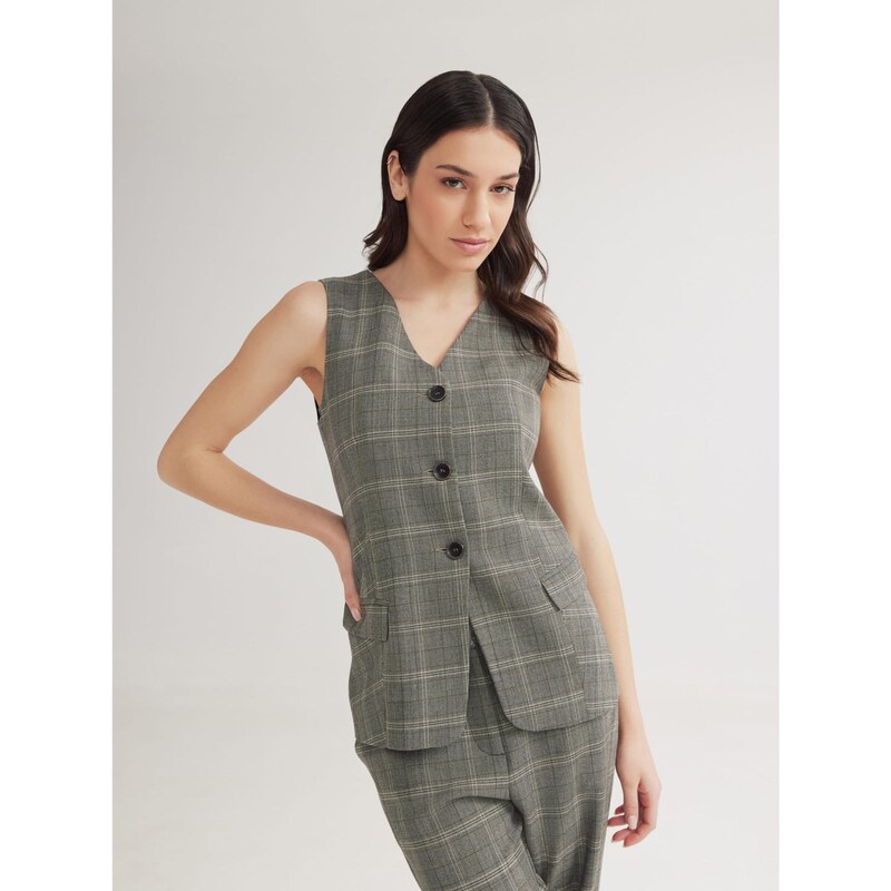 4TAILORS Vesta Scottish světle béžová / tmavě hnědá / šedý melír