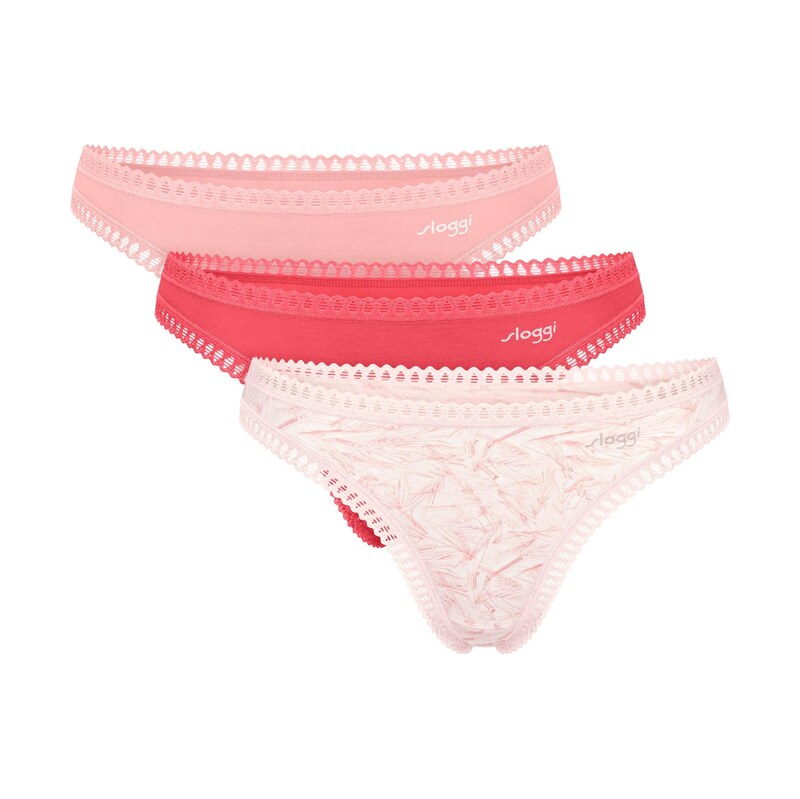 SLOGGI Tanga Go Crush růžová / světle růžová / barva bílé vlny