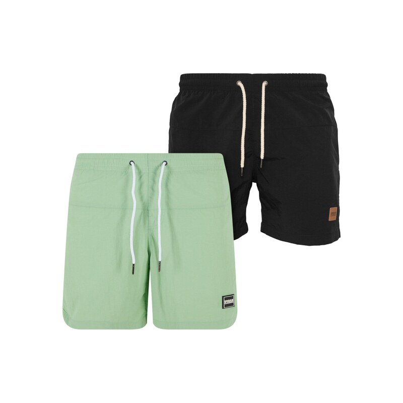 Urban Classics Plavecké šortky světle zelená / černá