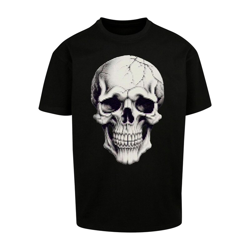Merchcode Tričko Halloween - Skull šedá / barvy bláta / černá /