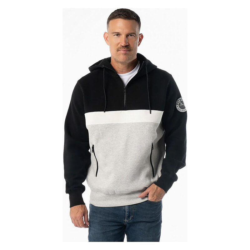 Pánská mikina Pitbull Gibson Hooded black/grey melange