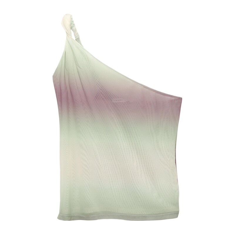 Pull&Bear Top pastelově zelená / fialová / offwhite