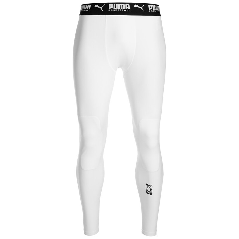 PUMA Sportovní kalhoty Hoops Team černá / bílá