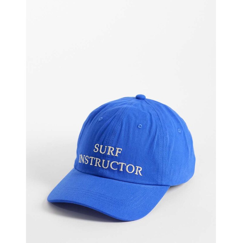 Reclaimed Vintage unisex cap with surf instructor in blue