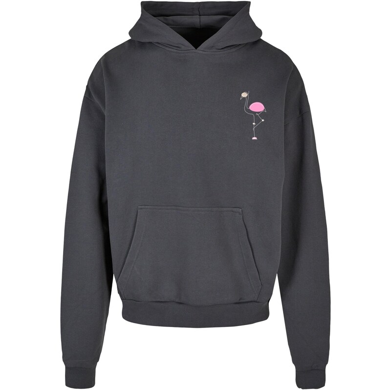 Merchcode Mikina Flamingo tmavě šedá / ohnivá červená