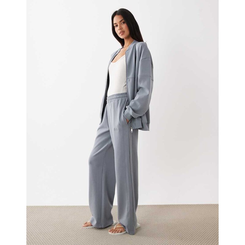Kaiia cotton rich premium interlock pleat detail wide leg