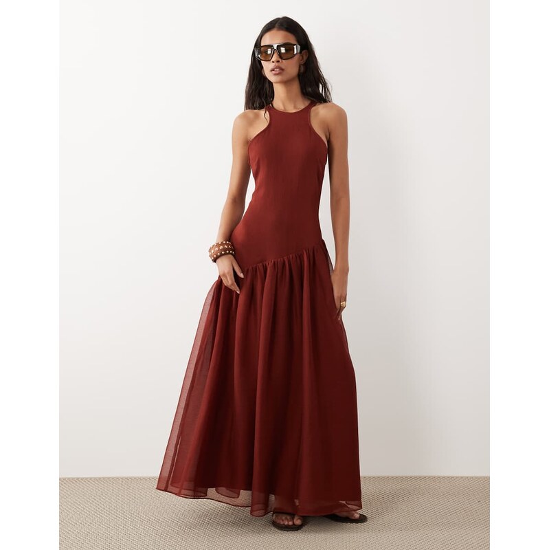 ASOS DESIGN racer back maxi dress with asymmetrical waist detail