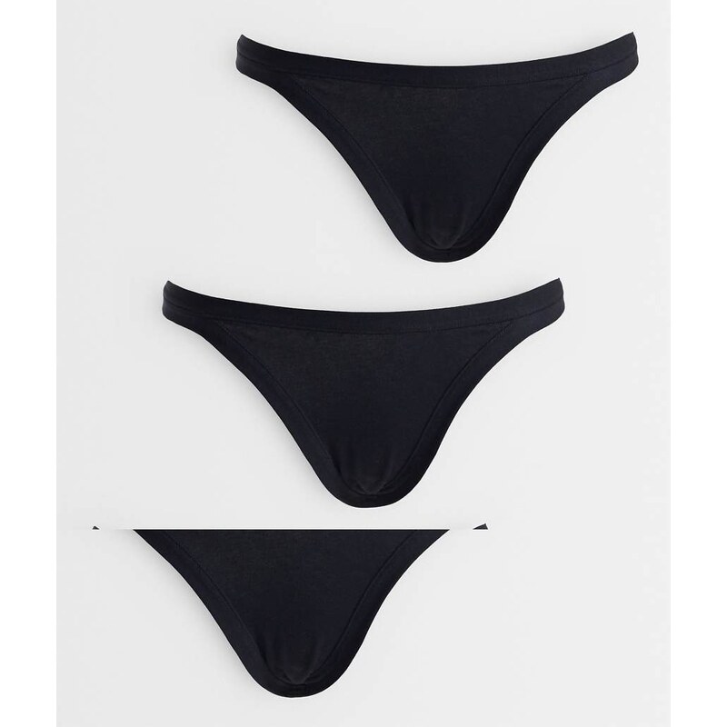 ASOS DESIGN Pippa 3 pack 90s tanga brazilian in black
