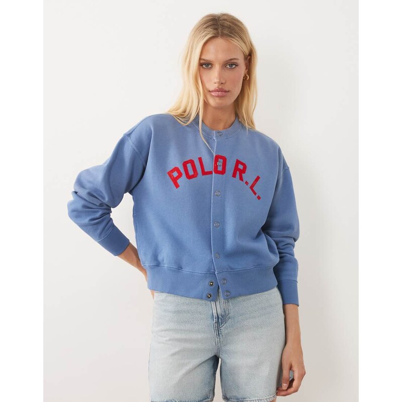 Polo Ralph Lauren RL button up sweatshirt in blue