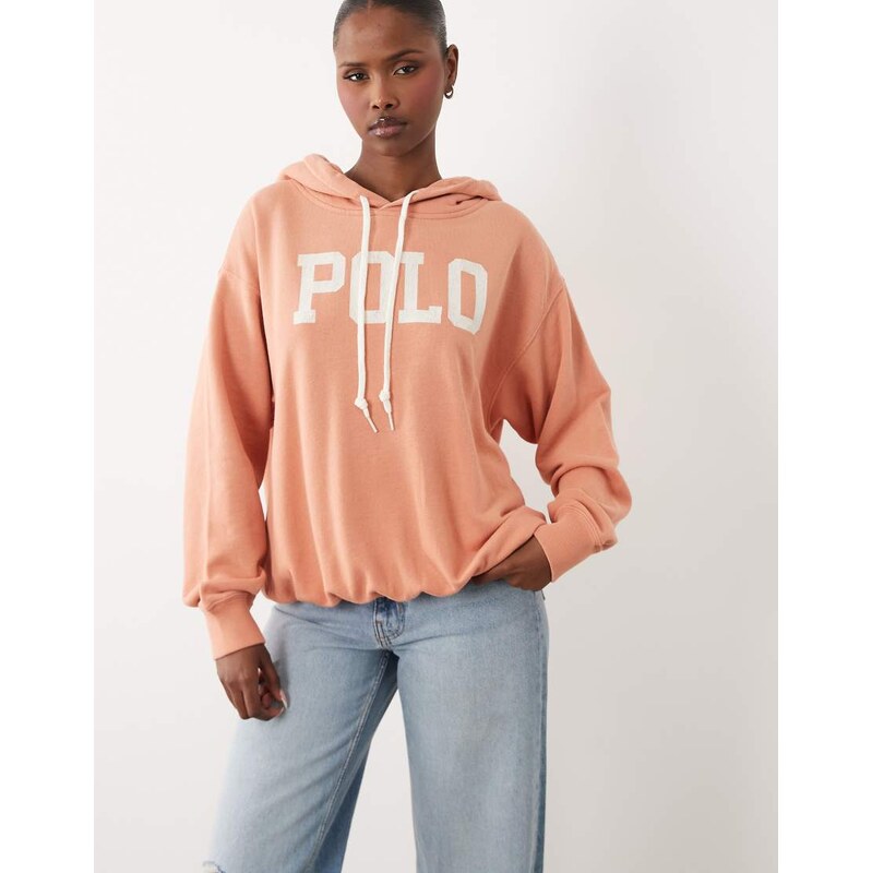 Polo Ralph Lauren washed polo relaxed fit hoodie in dusty pink