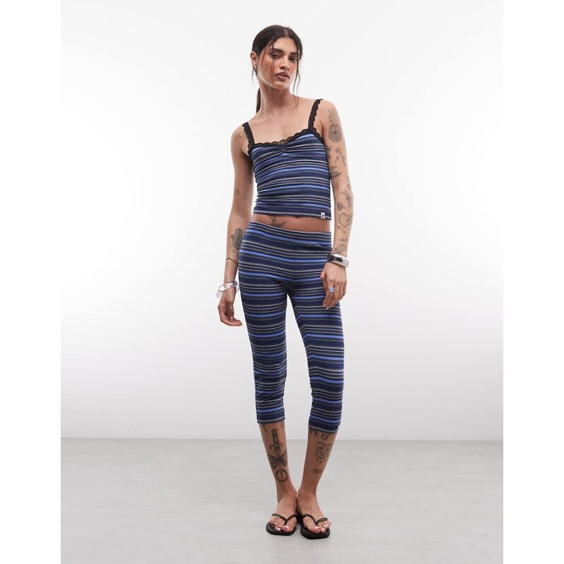 COLLUSION fitted capris in blue stripe co-ord