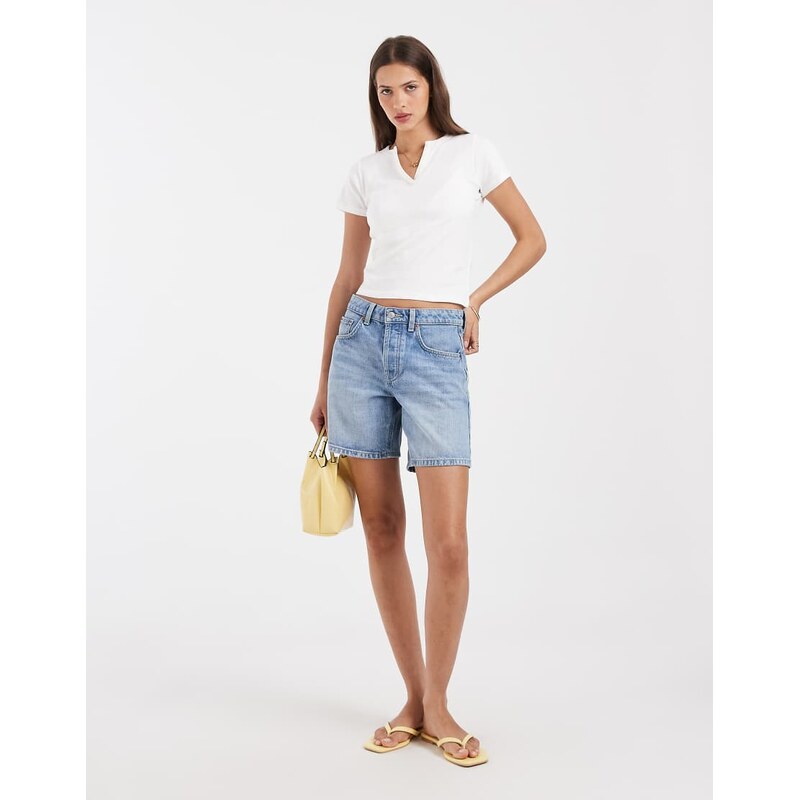 Hollister short sleeve henley t-shirt in white