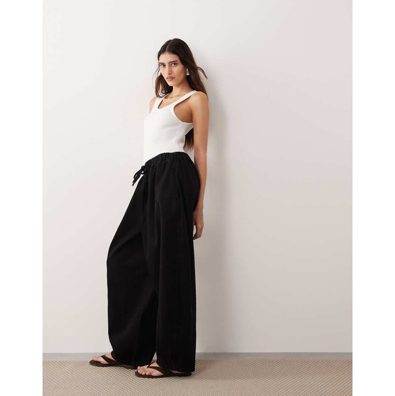 ARRANGE Willa elasticated waist drawstring trousers in washed