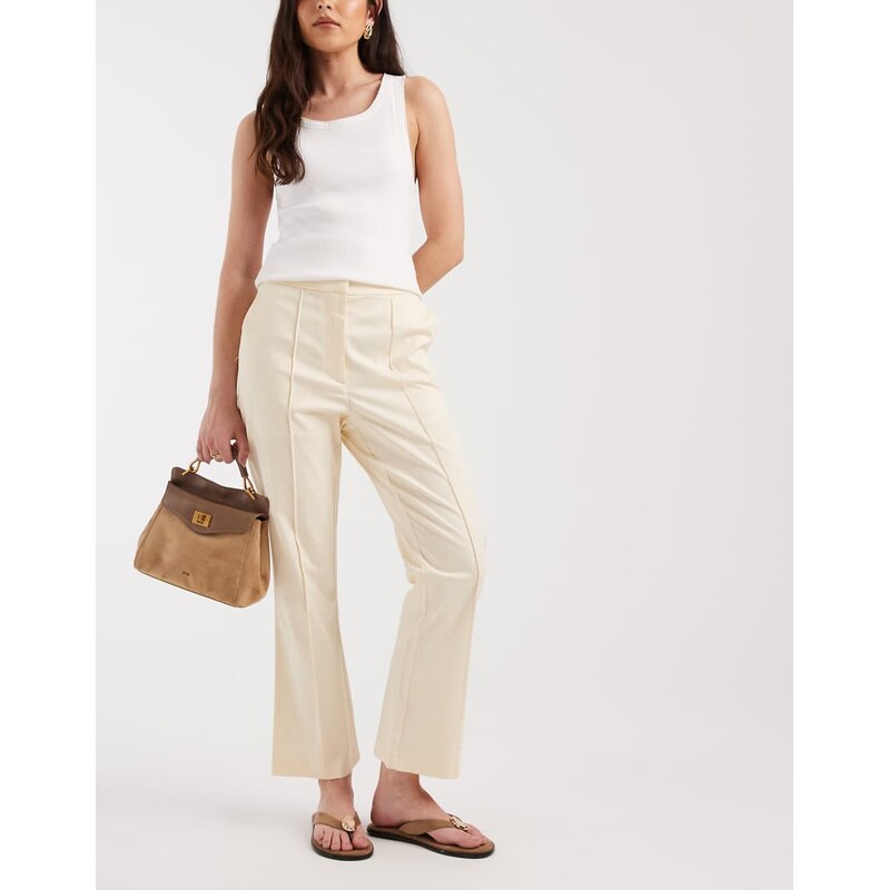 ASOS DESIGN Tailored kick flare in cream-White