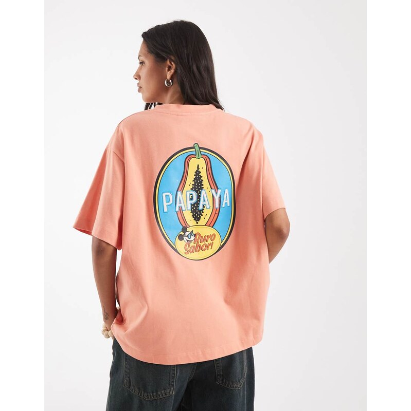 ASOS DESIGN Disney oversized t-shirt with Mickey Mouse papaya