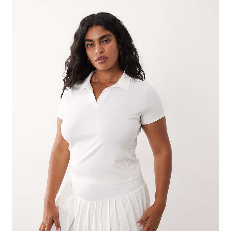 4505 Curve active short sleeve tennis polo top in white