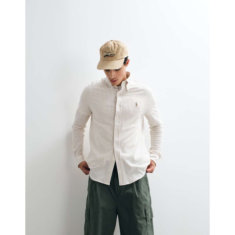 Polo Ralph Lauren long sleeve sport shirt in beige stripe