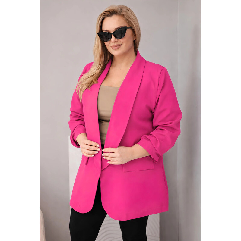 K-Fashion Dámské elegantní sako Plus Size fuchsiová