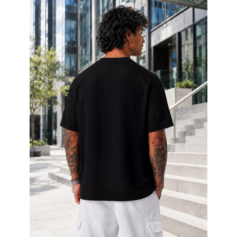 Tshirt męski z nadrukiem oversize czarny model 22208746 -