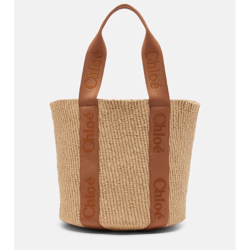 Chloé Woody Large raffia basket bag