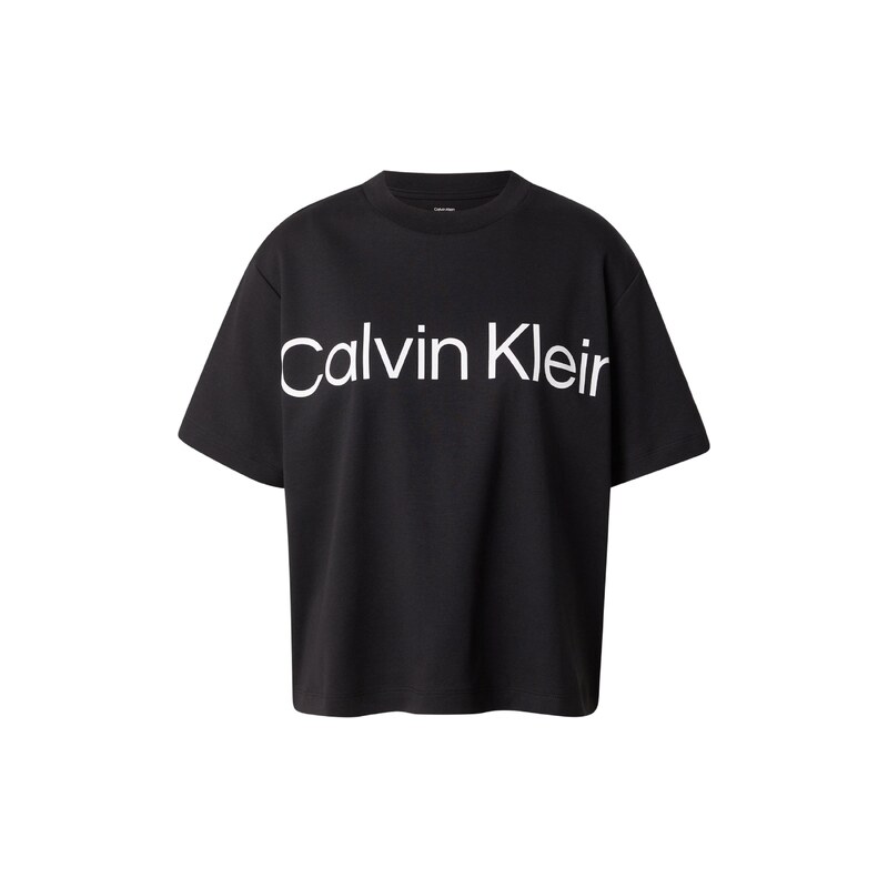 Calvin Klein Jeans Tričko Boxy Cropped Logo černá / bílá