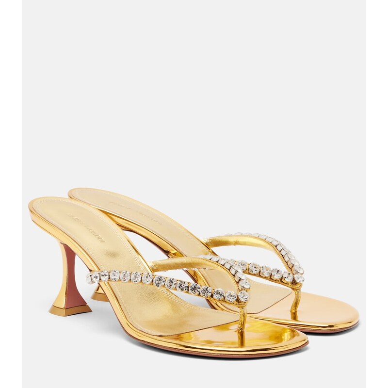 Amina Muaddi Gigi embellished leather thong sandals