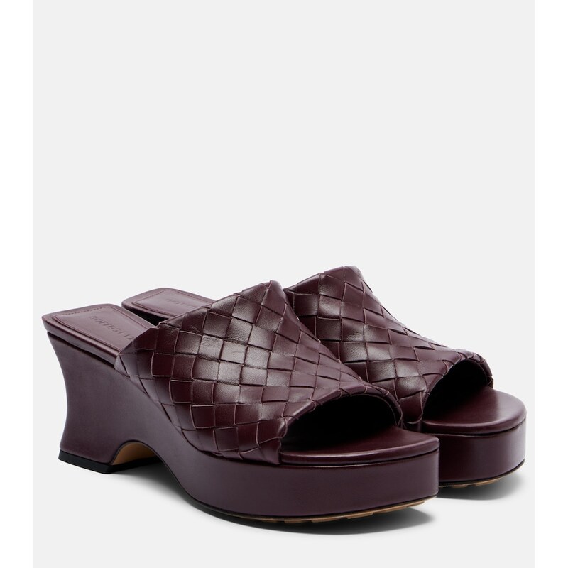 Bottega Veneta Rosita Intrecciato leather wedge mules