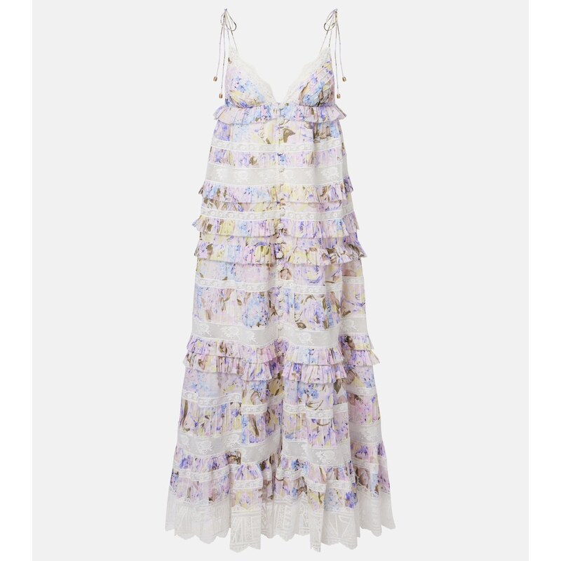 Zimmermann Solstice Tiered floral cotton midi dress