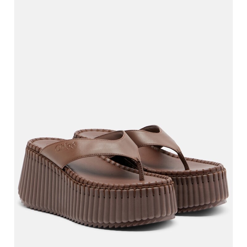 Chloe ChloÃ Nama leather platform thong sandals