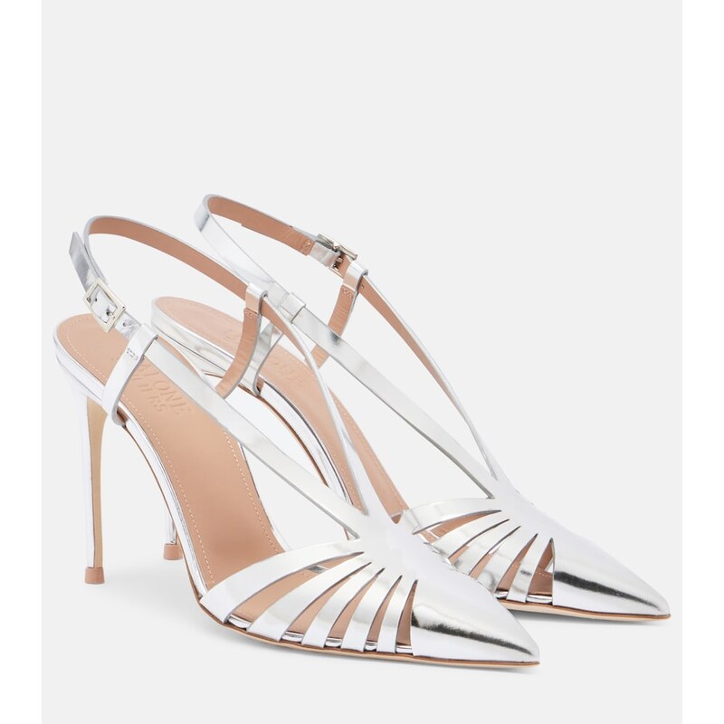 Malone Souliers Janette metallic leather slingback pumps