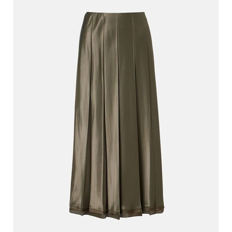 Vince Pleated satin midi skirt
