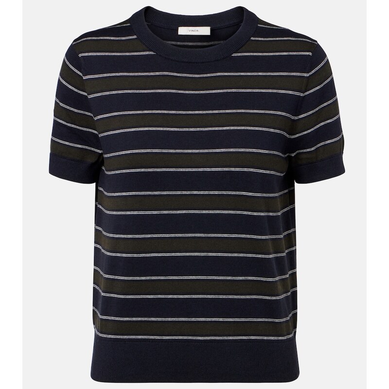Vince Striped cotton and cashmere sweater