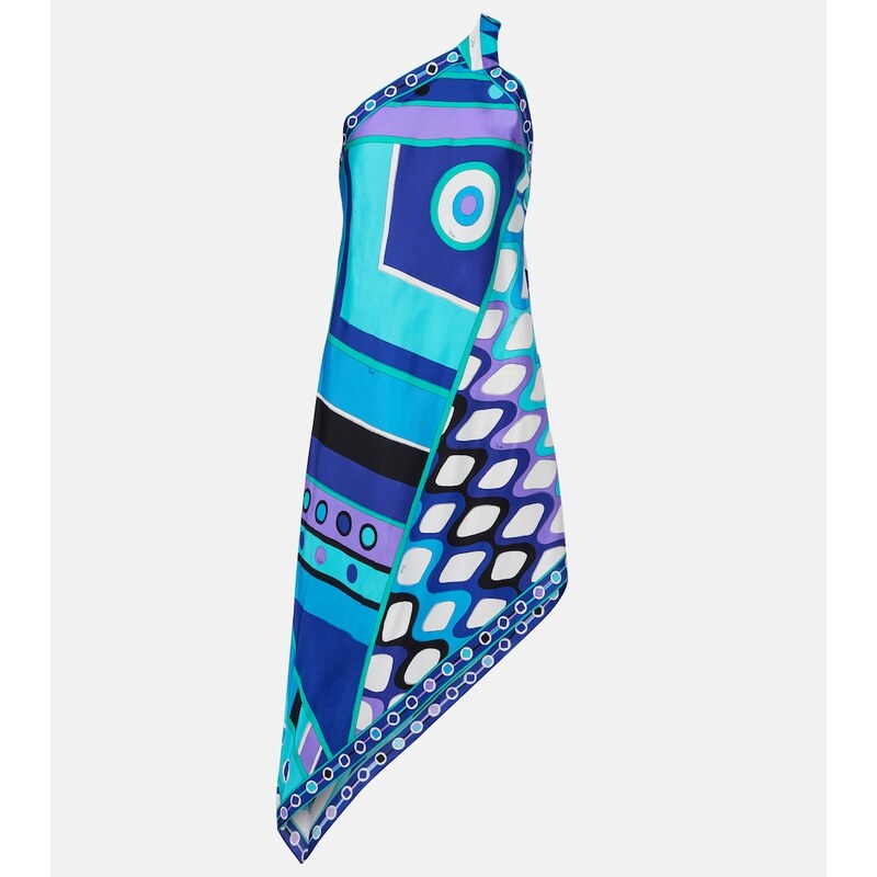 Pucci Vivara asymmetric silk twill midi dress